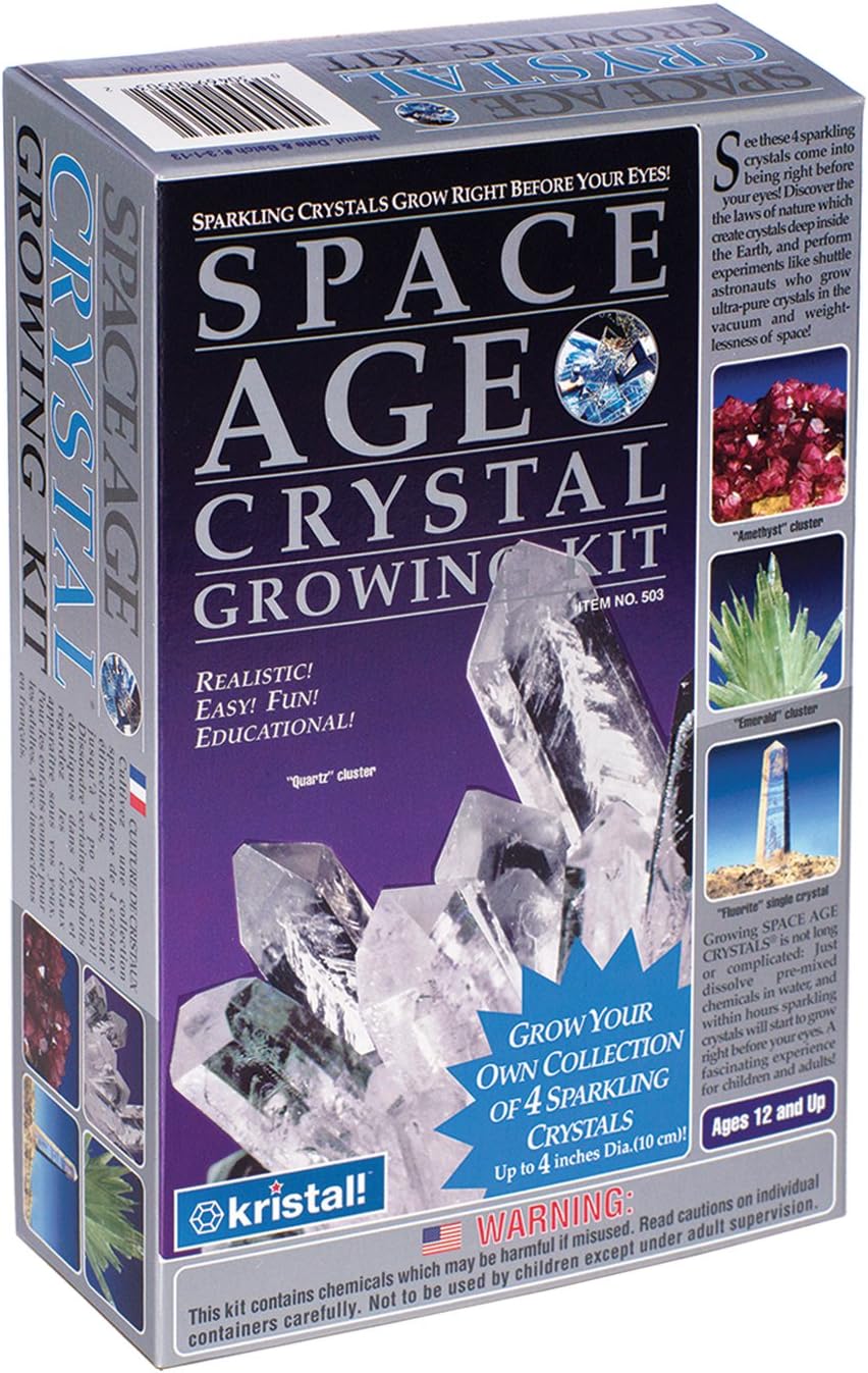 Space Age Crystal Growing Kit: 4 Crystals (Quartz, Emerald, Amethyst)
