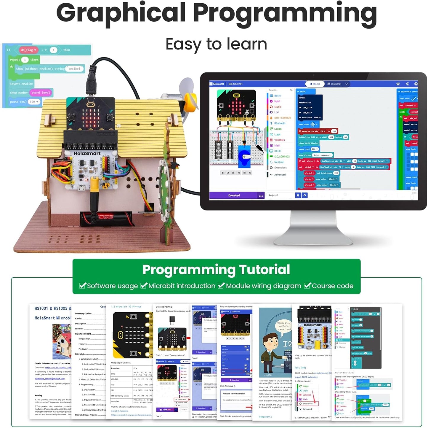 microbit Smart Home for microbit V1 and V2,STEM Education DIY Coding Kit with Online Tutorial,Programming Electronics Kit for Teens Adults(Without Micro:bit and AAA Battery)