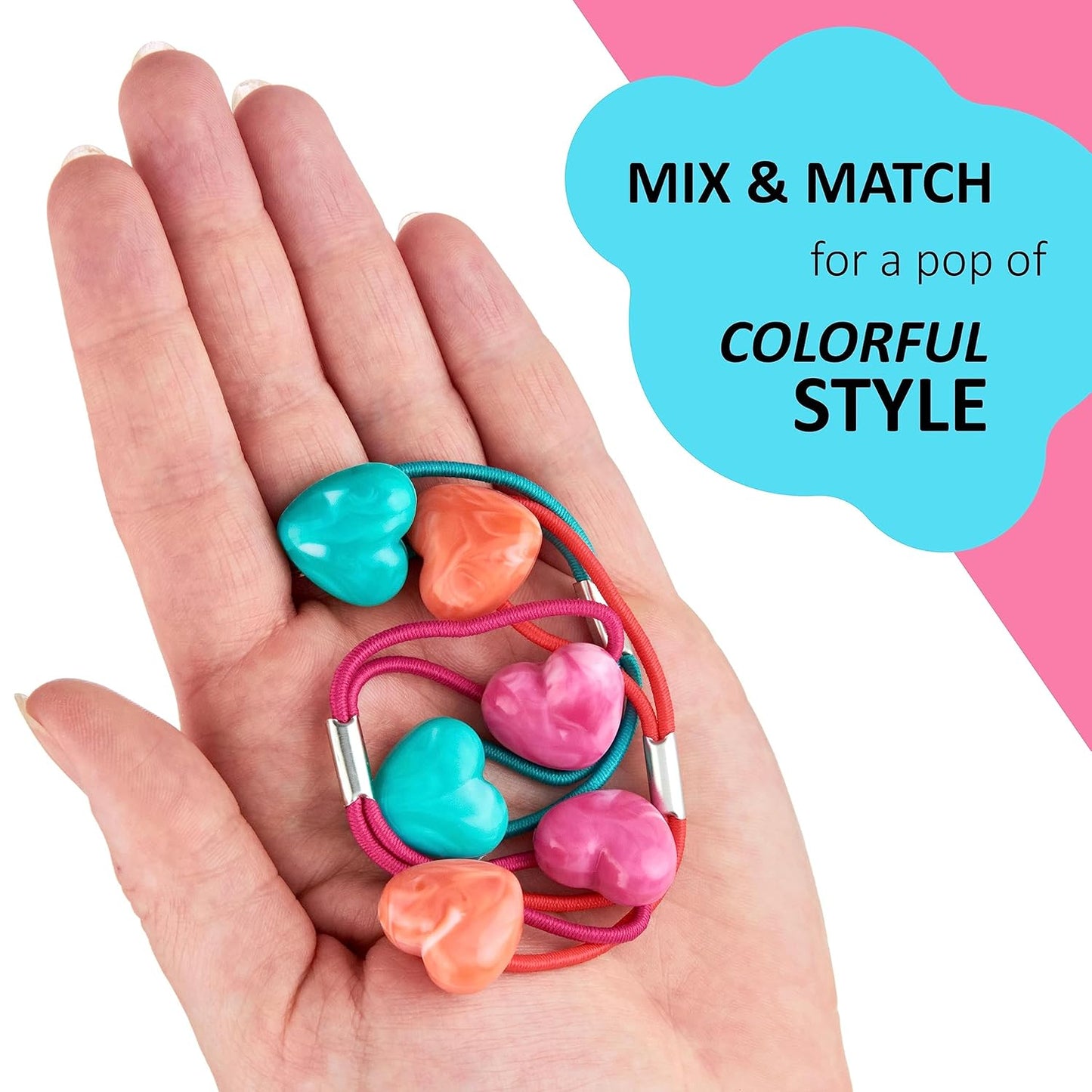 20pc Ponytailers Balls Elastics 18mm Round Opaque Multicolored Twin Beads Bauble Holders Toddler Kids Braiding Styling