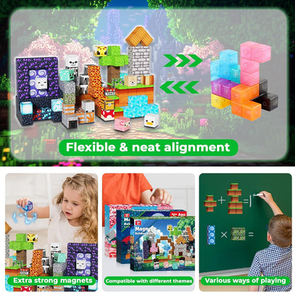 Magneverse 200 PCS 0.8in Magnetic Blocks - Magnet Toys for Kids, Magnetic Building Blocks Cubes, Stacking Magnets, School STEM Toys Birthday Gifts for Boys and Girls Age 3+ Years Old (Theme: Portal)