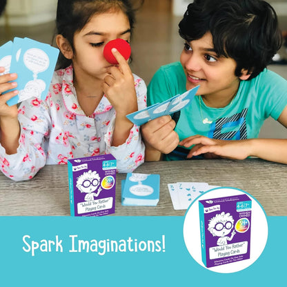 Open The Joy Would You Rather Card Game for Kids, 54+ Conversation Starters Cards of Silly Dilemmas Questions, Travel Card Game for Children Age 4–6+