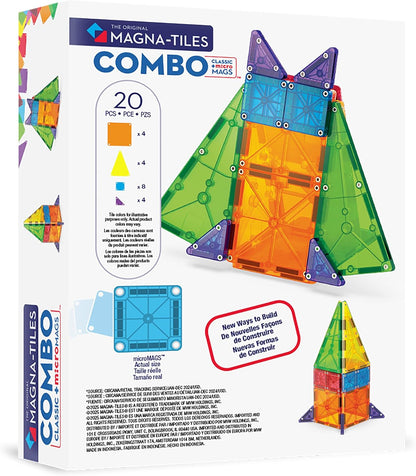 Magna-Tiles Combo 62-Piece Magnetic Construction Set, The Original Magnetic Building Brand