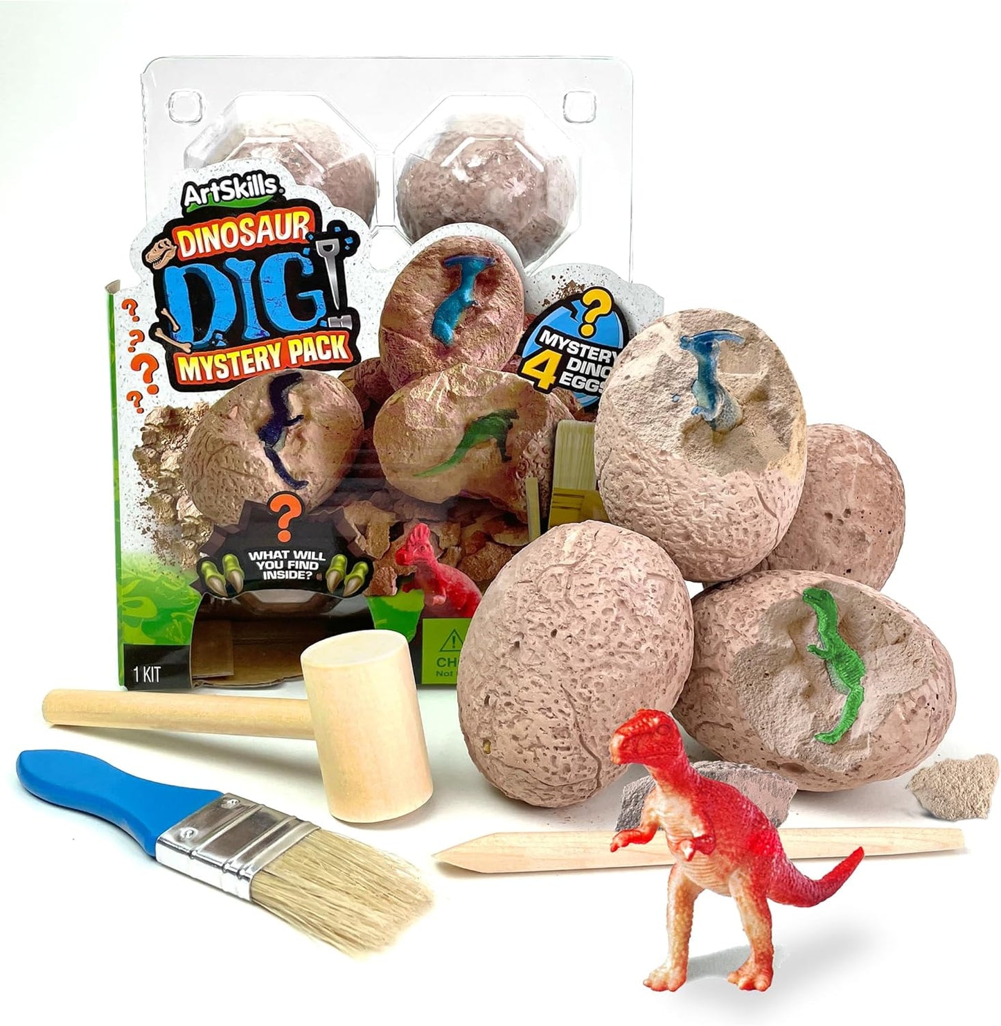 ArtSkills Dinosaur Eggs Excavation Dig Kit, Mystery Box of 4 Dino Eggs - Collect All 12 Toy Dinosaurs