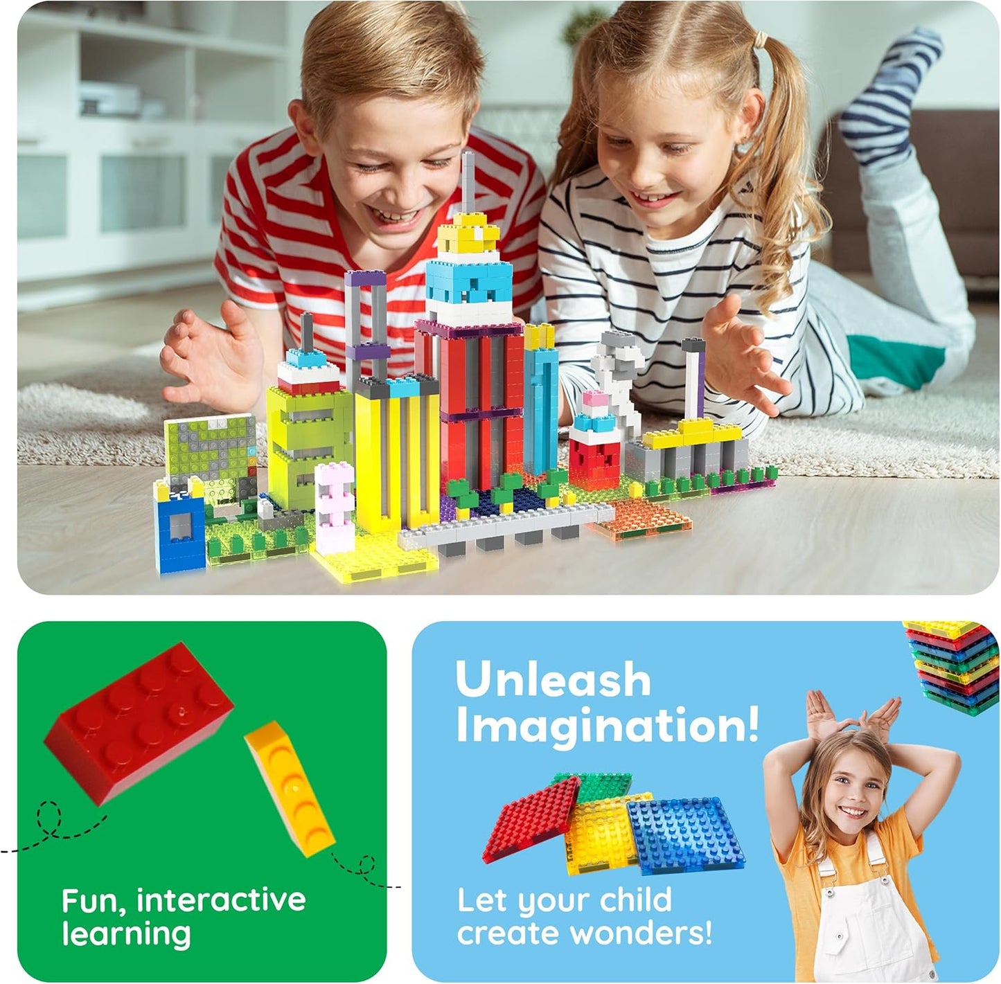 PicassoTiles 1016pcs Magnetic Tile & Building Brick Combo Construction STEM Toy Magnet Tiles for Creative Play Educational Toys for 3+ Large Bricks for Toddlers Compatible with Major Brands PTS1016