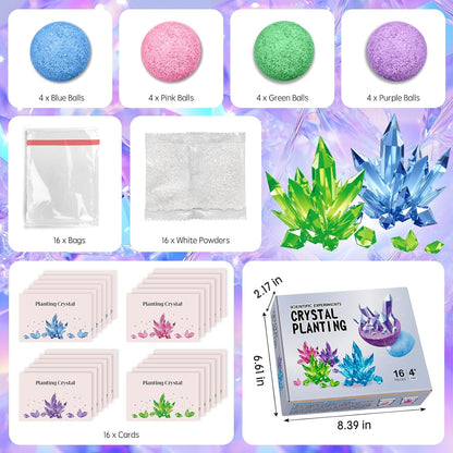 16Pcs Science Kit Crystal Growing Party Favor Supply Gifts for Kids Classroom Goodiebags Christmas Valentine's Day Gifts (16Pcs, One Size)