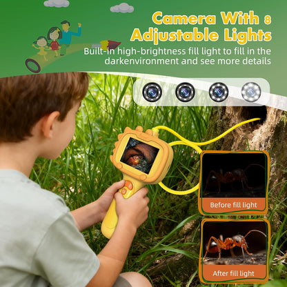Daxiongmao Borescope Camera with Light for Kids | STEM Science Educational Toy for 3 4 5 6 7 8 Years Old Boys & Girls | Birthday Gift for Outdoor Adventures & Nature Discovery（Blue）