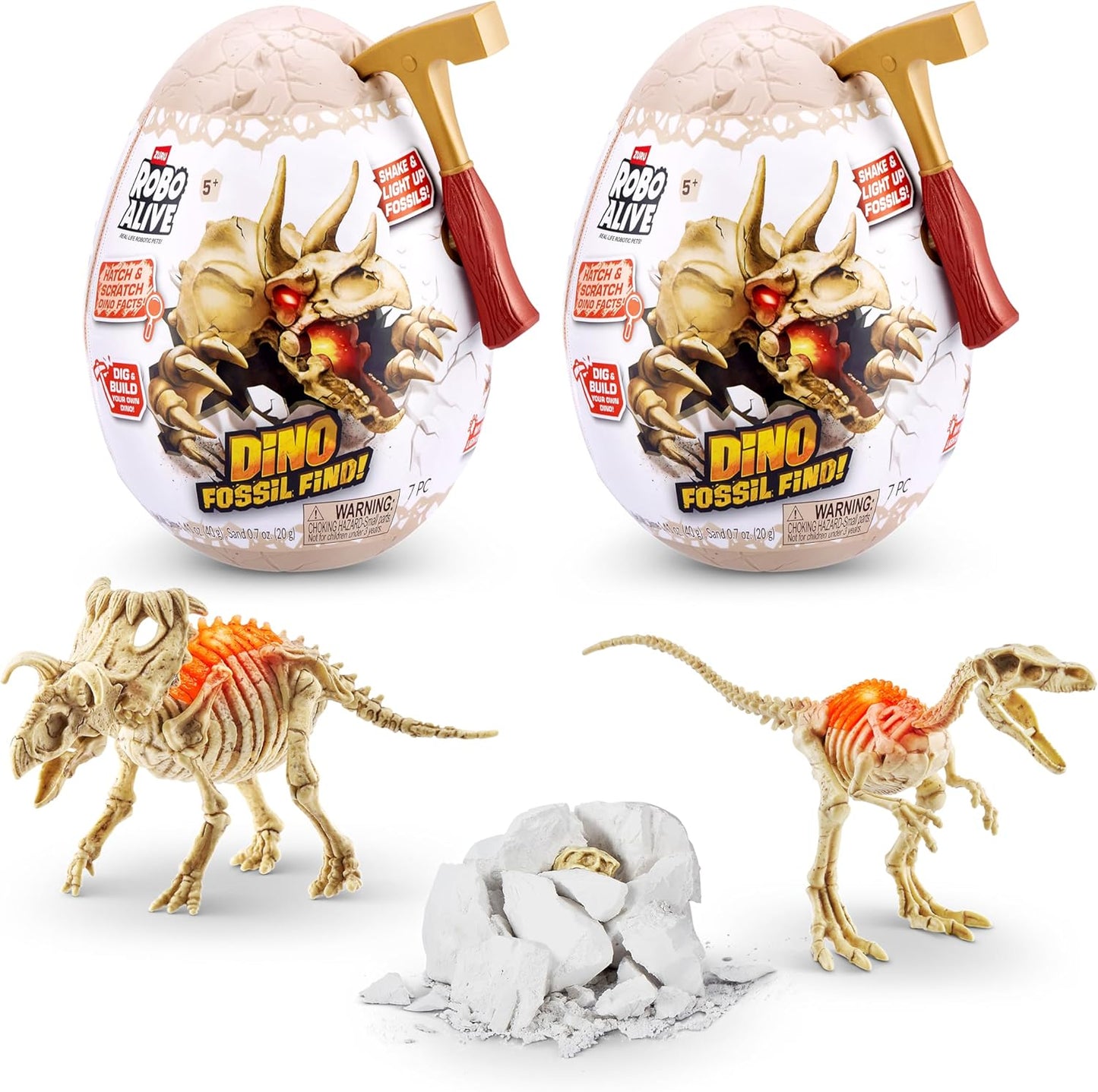 Robo Alive Mini Dino Fossil Find (2 Pack, T-Rex & Brontosaurus) by ZURU Boys 5+ Dig and Discover, STEM, Excavate Prehistoric Fossils, Educational Toys, Great Science Kit Gift for Girls and Boy