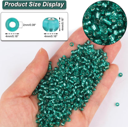 10100 Pcs Size 11/0 Glass Seed Beads, 2 mm Dark Green Small Mini Spacer Loose Pony Beads for Jewelry Making and DIY Crafts - Colors B