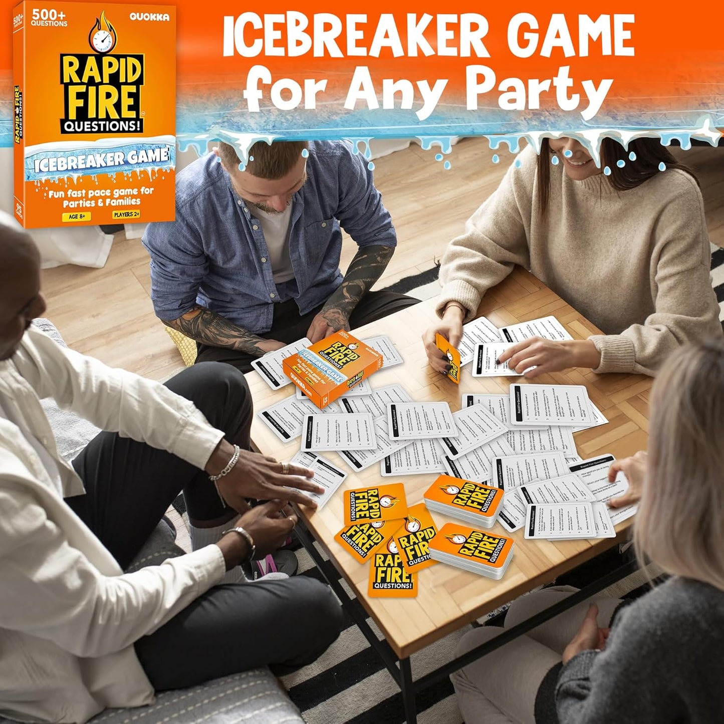 QUOKKA Family Conversation Cards Game - Break The Ice Game for Kids and Families - Icebreaker Cards with 500+ Questions - Family Game for Kids 8-12 - Perfect for Families Games Night I Travel Version