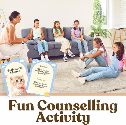 CATCHYOURDREAMS Pawsitive Talk - 50 Mindfulness Converstion Starter Cards for Kids Children and Parents - Meaningful Conversations on Emotions and Wellness Autism Learning