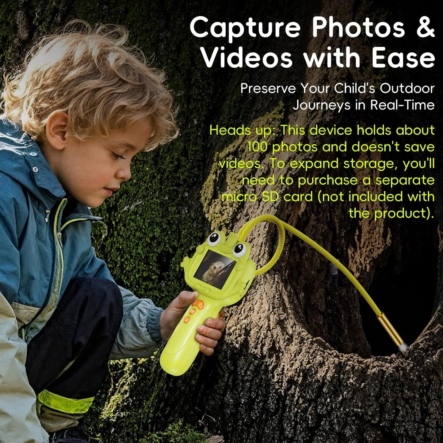 Borescope Camera Toy with Light for Kids - STEM Science Educational Toy for 4 5 6 7 8 9 10 Years Old Boys Girls Birthday Gift, Snake Scope Camera for Outdoor Camping Nature Exploration