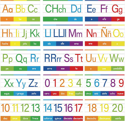 YIYDONG 15 Pieces Spanish Alphabet Line Bulletin Board Set Alphabet for Classroom Wall ABC Spanish Posters for Classroom Decor