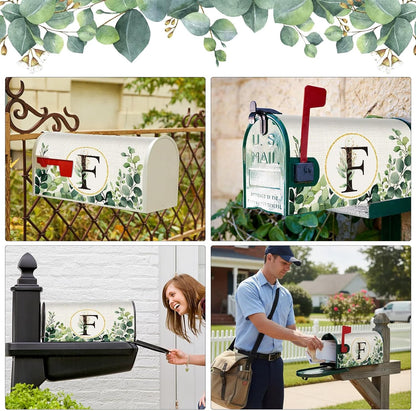 Tiamon Monogrammed L Mailbox Covers Magnetic Eucalyptus Welcome Letter Box Wrap Standard Size 21x18 Inch Spring Summer Leaves Mailbox Decor Eucalyptus Letter Numbers Decoration for Outdoor Garden Yard