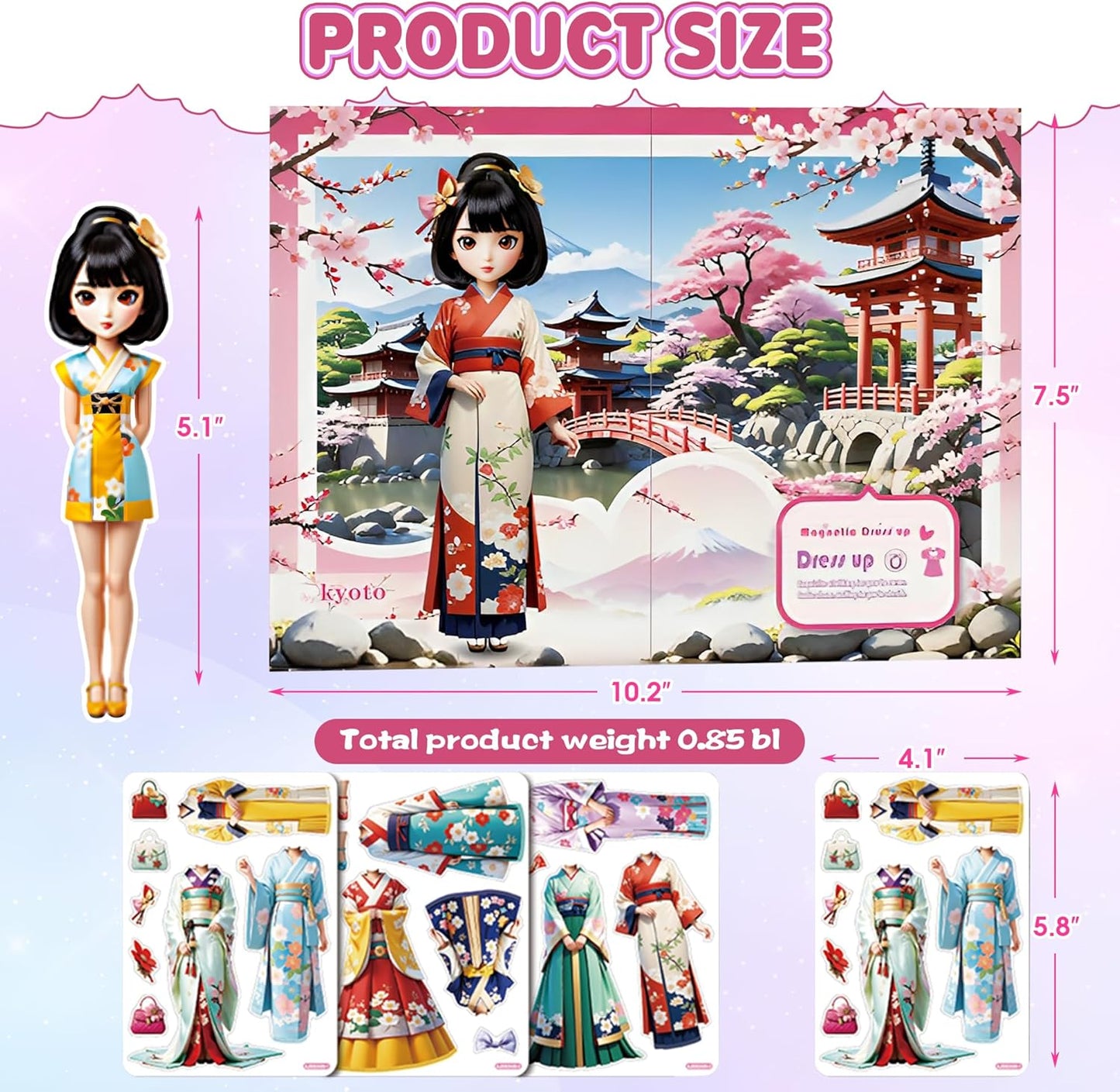 Magnetic Dress Up Dolls for Girls - Princess Magnet Paper Dolls Book with 3D City Buildings - Travel Car Trip Quiet Book Game Toys Easter Birthday Gifts for Kids Toddlers Ages 3 4 5 6 7(Style C)