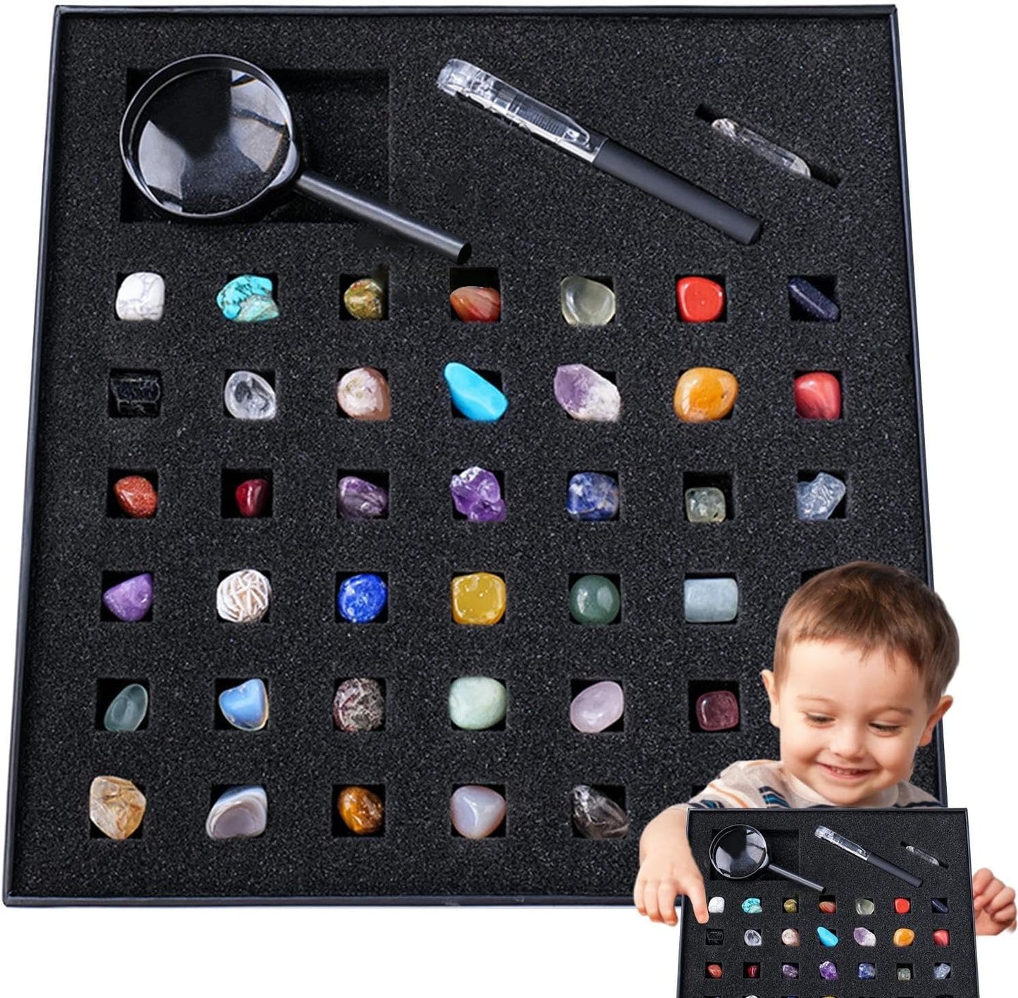 Rock Collection for Kids | Educational Set on Minerals - Real Gemstones, Gemstones & Crystals & Minerals & Minerals Kit for Earth Science Activities