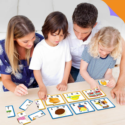 72 Word Spelling Puzzles with Error-Correction Mechanism in 3 Pieces, Perfect for Preschool Learning (36 Block Double Sided)