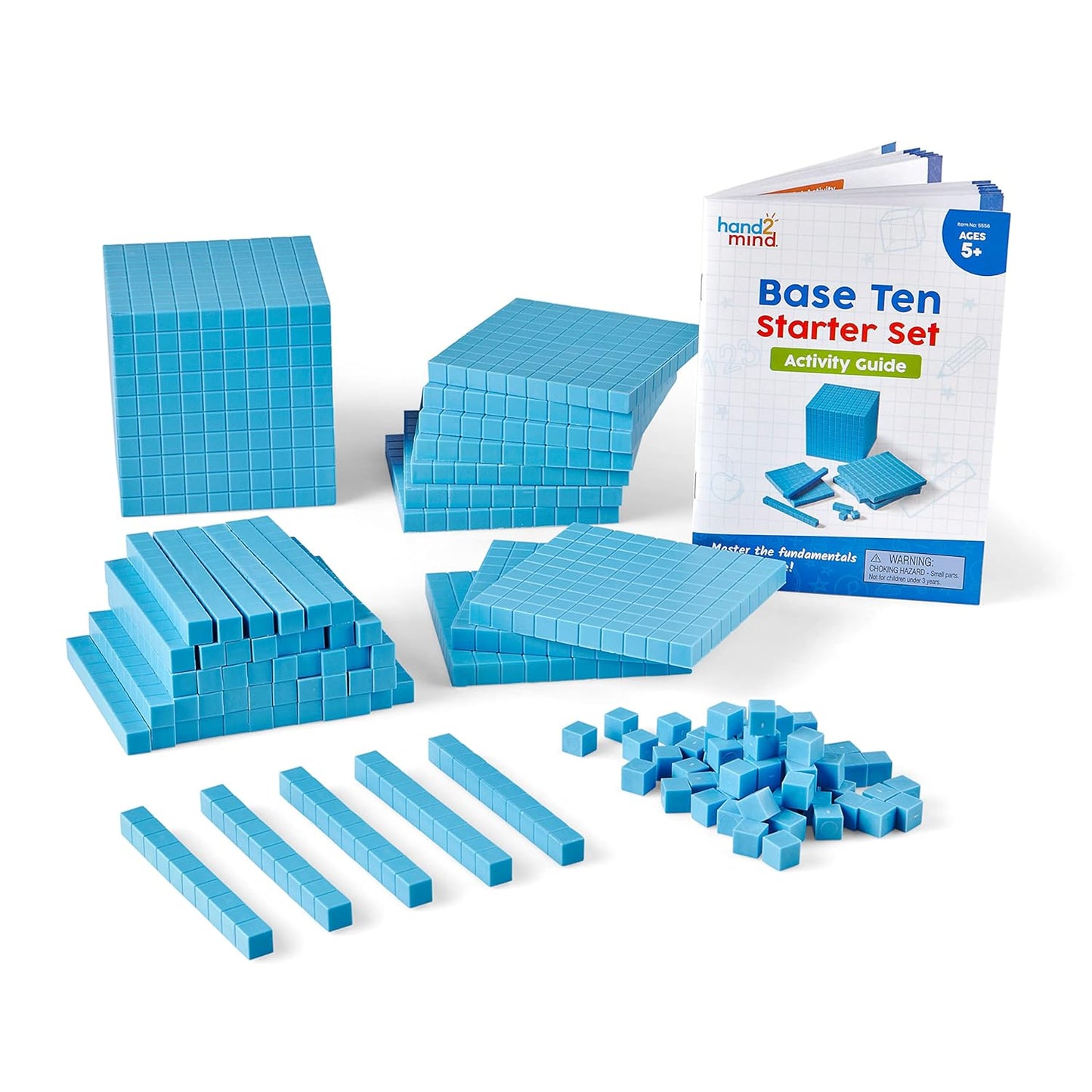hand2mind Blue Plastic Base Ten Blocks Complete Set, Place Value Blocks, Counting Cubes for Kids Math, Base Ten Blocks Classroom Set, Math Blocks Kindergarten, Base 10 Math Manipulatives (Set of 644)