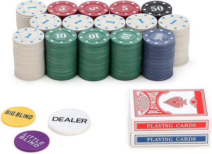 400Pc Numbered Fake Poker Chips Mahjong Chips 4g Light Weight Plastic Counting Chips Value Price Account Counters,Mini Trave Poker Blackjack Sets for Beginner,2 Decks Playing Cards Denominations Games