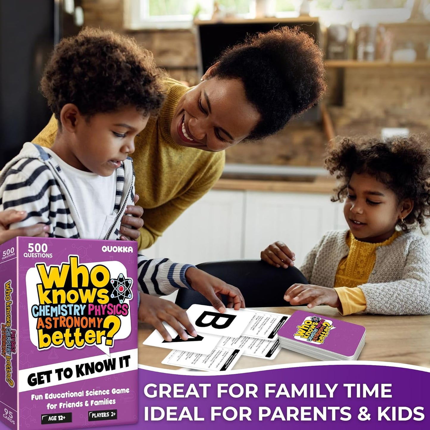 QUOKKA Board Games for Kids 8-12 and Family - Set of 4 Who Knows It Better? - 2000+ Questions Across Biology, Culture, STEM and Math - Educational Trivia Cards for Learning and Game Night
