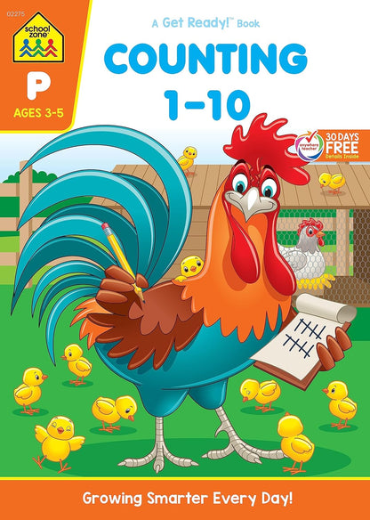 School Zone Counting 1-10 Workbook: 64 Pages, Preschool, Kindergarten, Tracing Numbers, Writing Numbers, Sequencing, Ages 3 to 5 (Get Ready! Book Series)