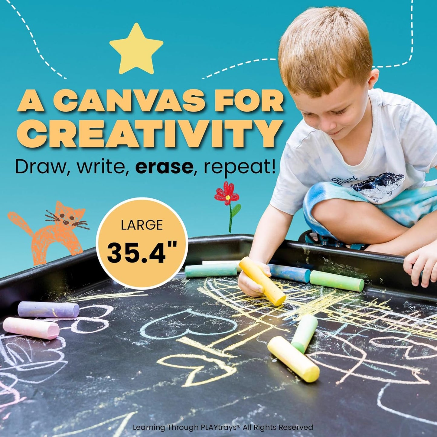 Tuff Tray 27.5” Small [Brown] Sensory Play for Kids, Toddler Sensory Bin for Sand and Water Play, Indoor Activity Sensory Tray, Outdoor Sandbox