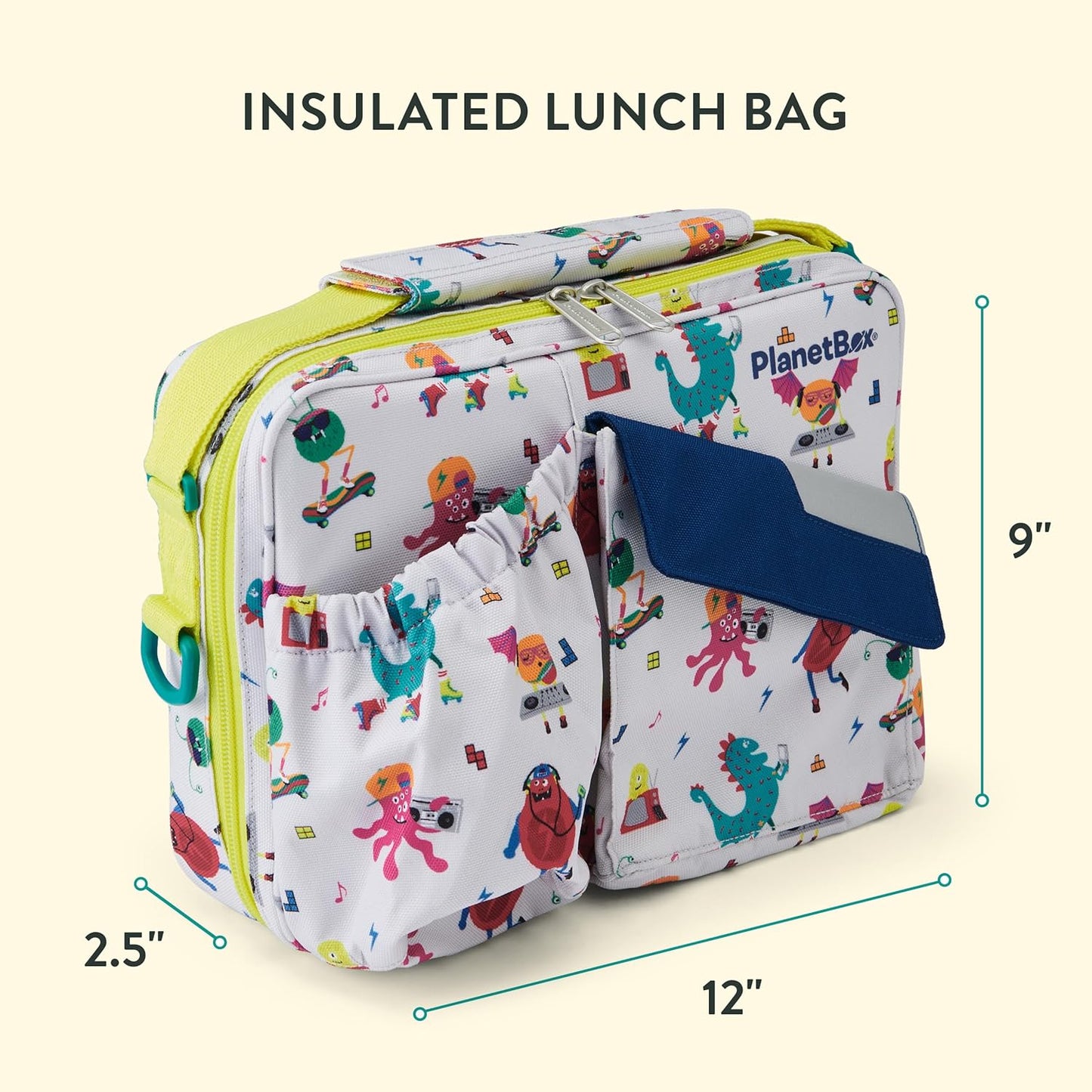 PlanetBox Rover Stainless Steel Bento Box Style Lunch Box Kit for Youth with 5 Compartments – Butterflies Edition includes Insulated Lunch Bag, Leakproof Food Containers & Matching Magnets