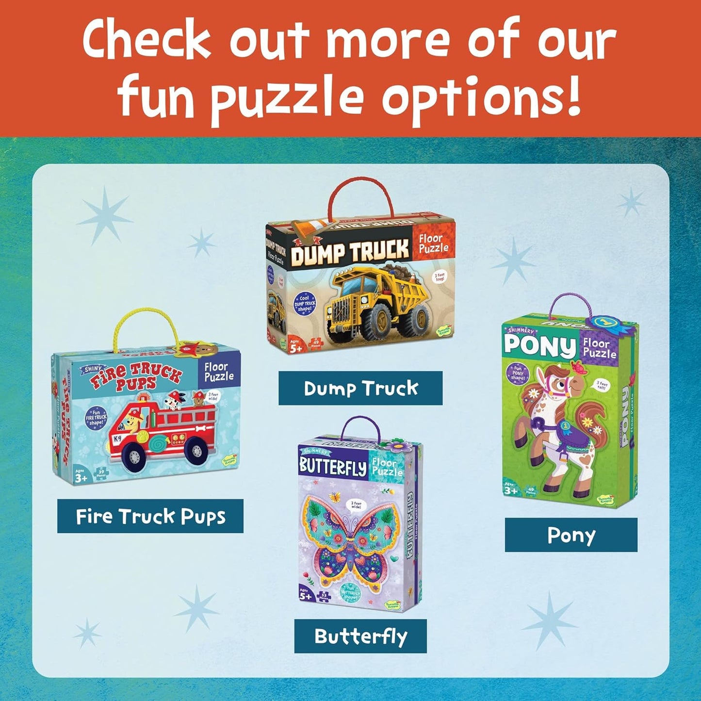 Peaceable Kingdom Giant Floor Puzzles with Uniquely Fun Shaped Pieces for Kids Ages 3+ Gifts for Boys and Girls - Racecar