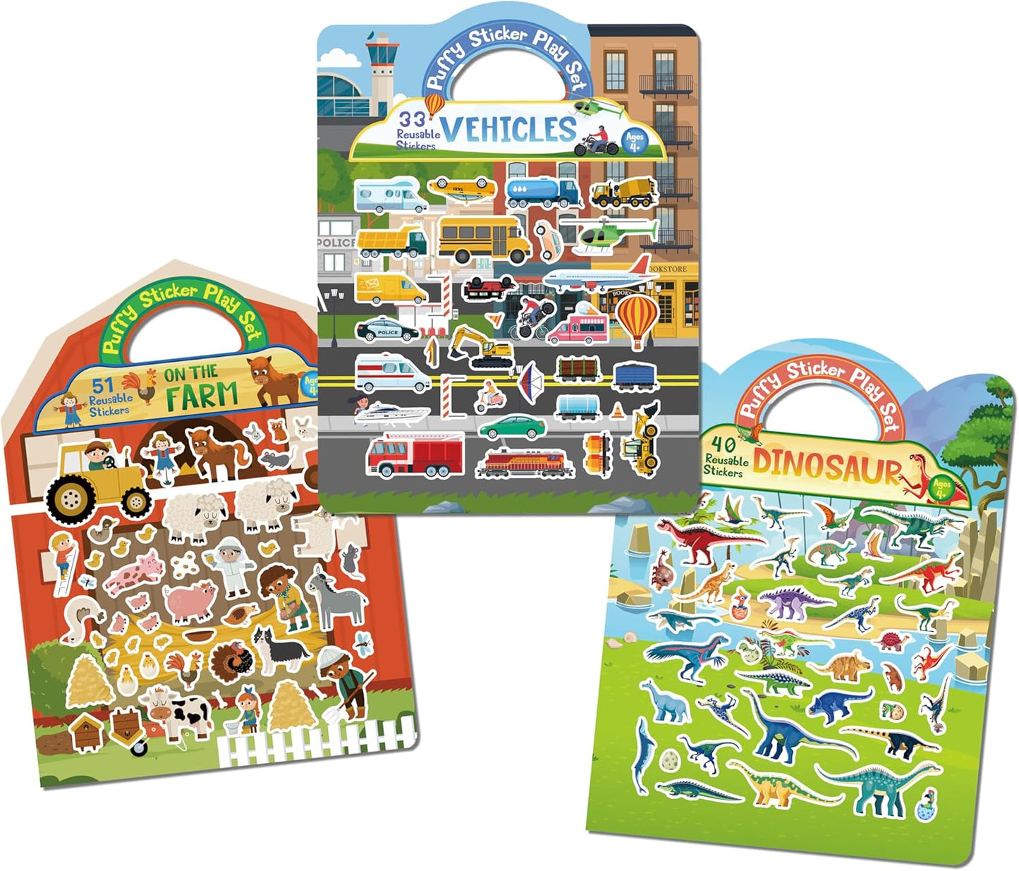 Reusable Sticker Book for Toddlers 2-4, Perfect Crafts Activity Essentials with 130+ Reusable Stickers for Kids 1-3, Road Trip Must Haves, Toys to Keep Toddler Busy Quiet on Airplane, Plane, Car