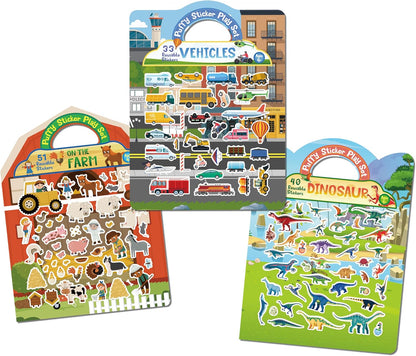 Reusable Sticker Book for Toddlers 2-4, Perfect Crafts Activity Essentials with 130+ Reusable Stickers for Kids 1-3, Road Trip Must Haves, Toys to Keep Toddler Busy Quiet on Airplane, Plane, Car