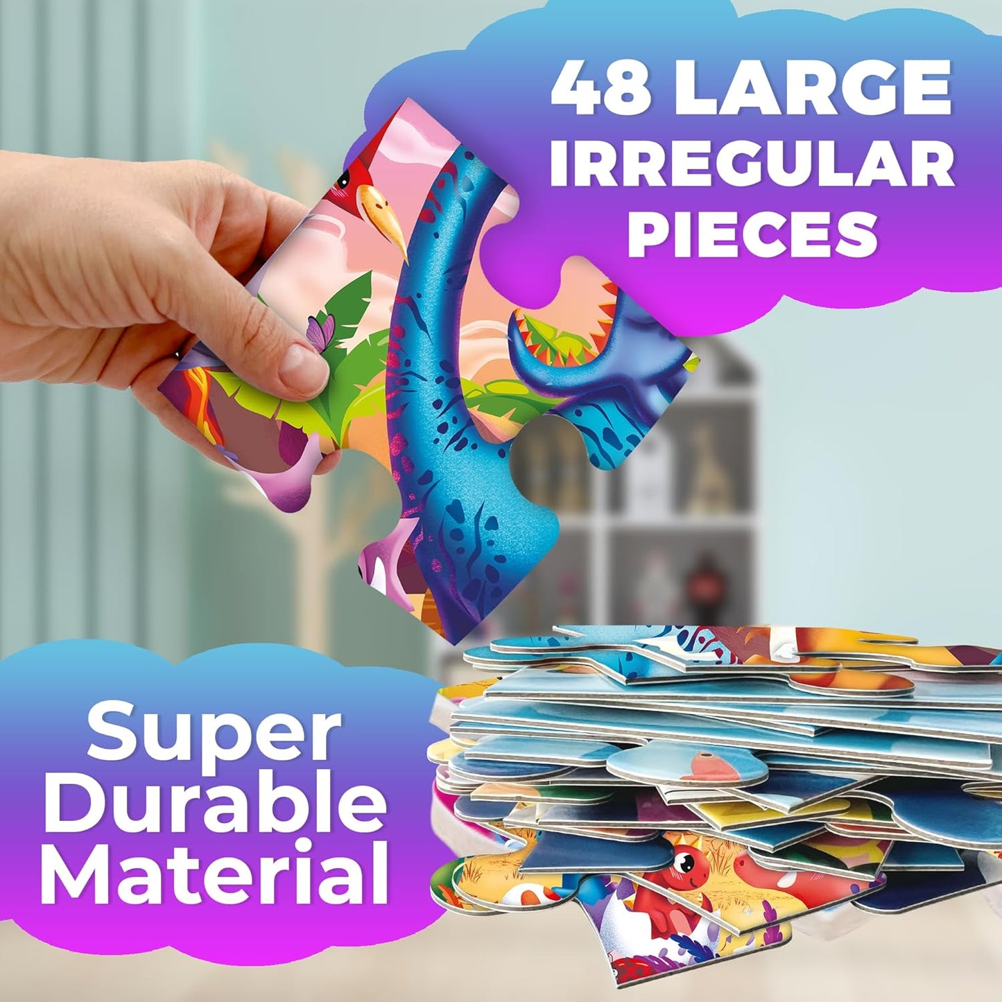 QUOKKA Giant Floor Puzzle for Kids Ages 4-6 – 2x3 Feet Extra-Thick 48 Pieces Toddler Puzzle Ages 3-5 – Bugs Educational Activity for Boys Girls – Premium Box with Sturdy Handle & Magnetic Closure
