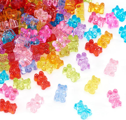 Kissitty 100Pcs Clear Acrylic Bear Beads Cute Bears Loose Beads Bulk Transparent Gummy Bear Spacer Bead Counting Bears for Bracelet Adults Necklace Earring Crafts Bag Key Chain DIY Jewelry Making