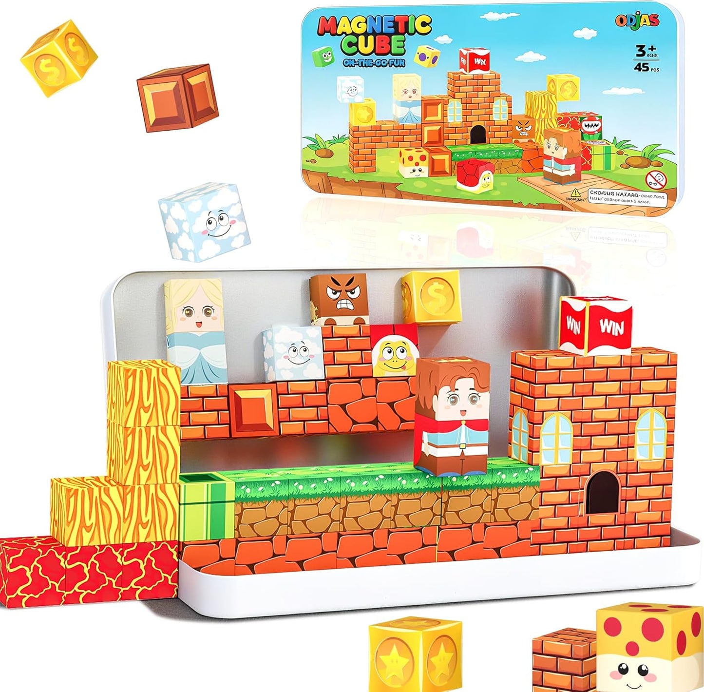 Mini Magnetic Tiles Travel Set with Case 30pcs, Mini Travel Magnet Tiles, Portable Travel Size Magnetic Tiles for Kids Ages 3-5 4-8 Boys Girls, STEM Magnet Toys for Outdoor, Kids Gift