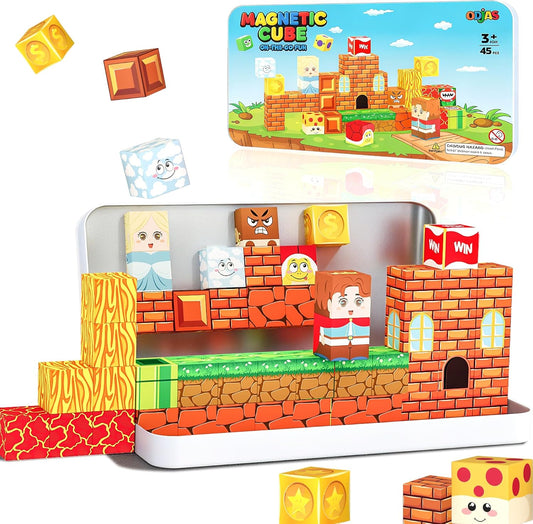 Mini Magnetic Tiles Travel Set with Case 30pcs, Mini Travel Magnet Tiles, Portable Travel Size Magnetic Tiles for Kids Ages 3-5 4-8 Boys Girls, STEM Magnet Toys for Outdoor, Kids Gift