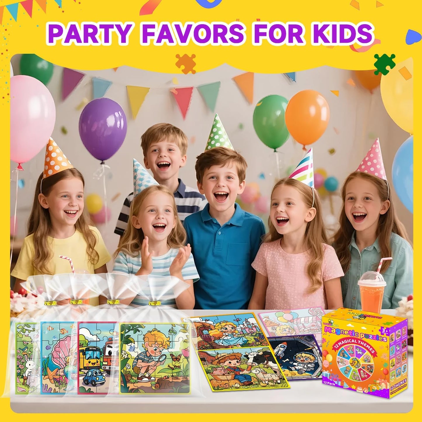 24 Pack Easter Party Favors for Kids, Magnetic Puzzle Books Bulk for Toddlers 3-5 & Kids 4-8, Goodie Bag Stuffers, Classroom Prizes, Birthday Return Valentine’s Day Gifts, Travel