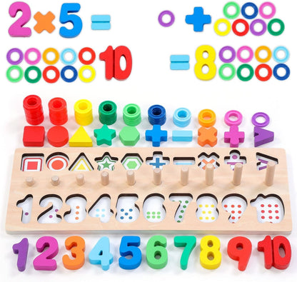 GeroCrew Toddler Montessori Toys Teaches Number, Counting, Math, Stacking Fun Preschool Learning Activates for Boy and Girl | Year Old Boy Gifts and Beyond! (Macaron)