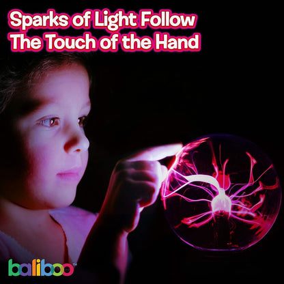 BALIBOO 3" Mini Plasma Ball Light – Touch Activated Lightning Globe – USB and Battery Powered Plasma Globe Lamp – Interactive Science Static Electricity Ball