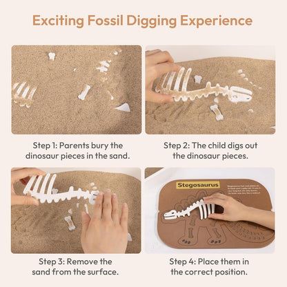 Woodtoe 2 PCS Dinosaur Sensory Table Inserts, Double-Sided Dinosaurs Puzzle for Flisat Trofast, 3D Wooden Dinosaur Puzzle, Sensory Sand & Water Table Accessories, Science Toys STEM Kits for Kid Age 3+