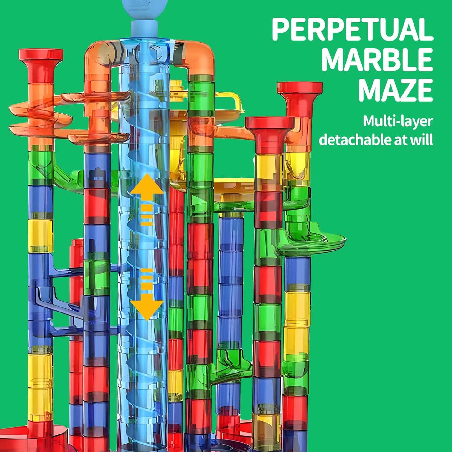 325PCS Glow in The Dark Marble Run with Motorized Elevator, STEM Building Blocks Toy Includes 113 Marbles, for Kids Ages 3+, Easter Birthday Gift for Boys and Girls