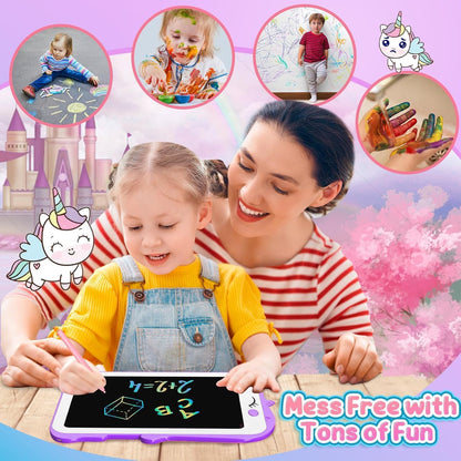 Kids LCD Writing Tablet, 10.5 Inch Colorful Electronic Board Drawing Pad, Electronic Erasable Doodle Tablet for Boys Girls Gifts for Toddler Educational Travel Birthday(Pink)