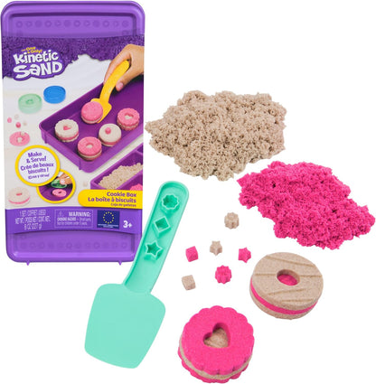 Kinetic Sand Cookie Box - with 227 g Magic Sand in 2 Colours, 3 Accessories for Creative Indoor Sand Game, for Children from 3 Years