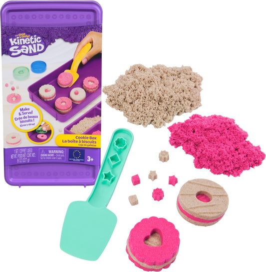 Kinetic Sand Cookie Box - with 227 g Magic Sand in 2 Colours, 3 Accessories for Creative Indoor Sand Game, for Children from 3 Years