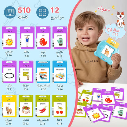 Spanish & English Talking Flash Cards for Toddler, Bilingual Flash Cards Learning Montessori Toys with 224 Sight Words, Speech Therapy Toys for Children Sensory Preschool Education