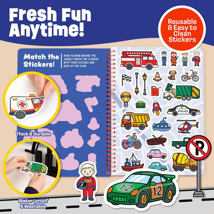 Reusable Jelly Sticker Book - Farm, 7 Scenes - 50 Thick Washable Stickers for Toddlers & Kids: Animals Stickers for Kids, Gift for Ages 3-5 Years Old - Toddler Travel Toys 2-4, Road Trip Activities