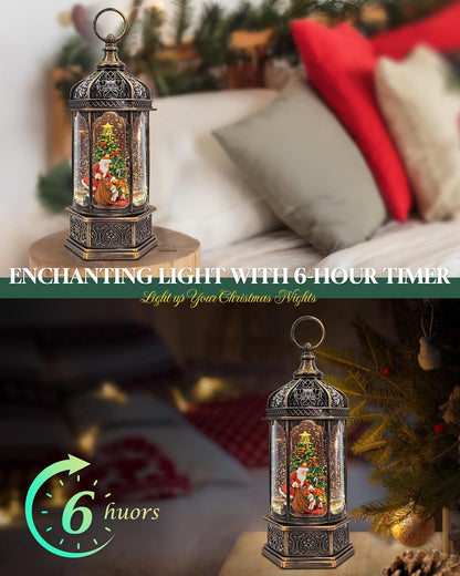 Musical Christmas Snow Globes Lantern, 7.87" Lighted Electric Snowglobes with 8 Holiday Songs 6H Timer Dual Power, Snowman Christmas Ornaments Snow Globe for Kids Adults Xmas Decor Gifts for Men Women