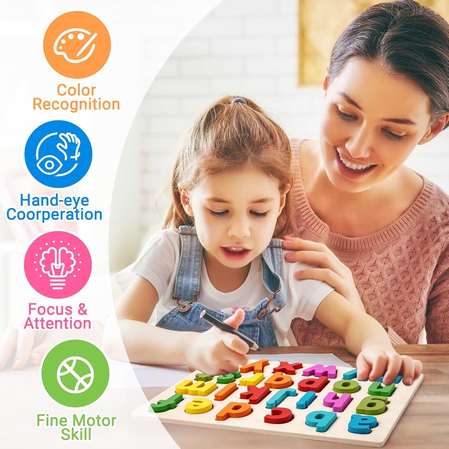 Shape Puzzles Wooden Puzzles for Toddlers, Peg Puzzle Educational Shape Sorter Toys Wooden Shape Board Puzzles, Preschool Learning Educational Toy for Baby Girls Boys