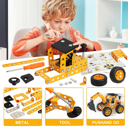 Buildable 3D Metal Engineering Kit 194-Piece STEM Set for Ages 8-16 Develops Logic Skills DIY Project Ideal Gift for Kids (Blue)