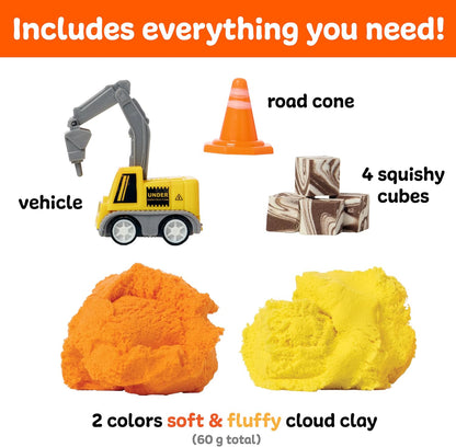 Creativity for Kids Sensory Minis Construction Kit | Cloud Clay Sensory Toy with Excavator for Kids | Spring Crafts that are Mess-Free, Screen-Free Travel Toy (Ages 3+)