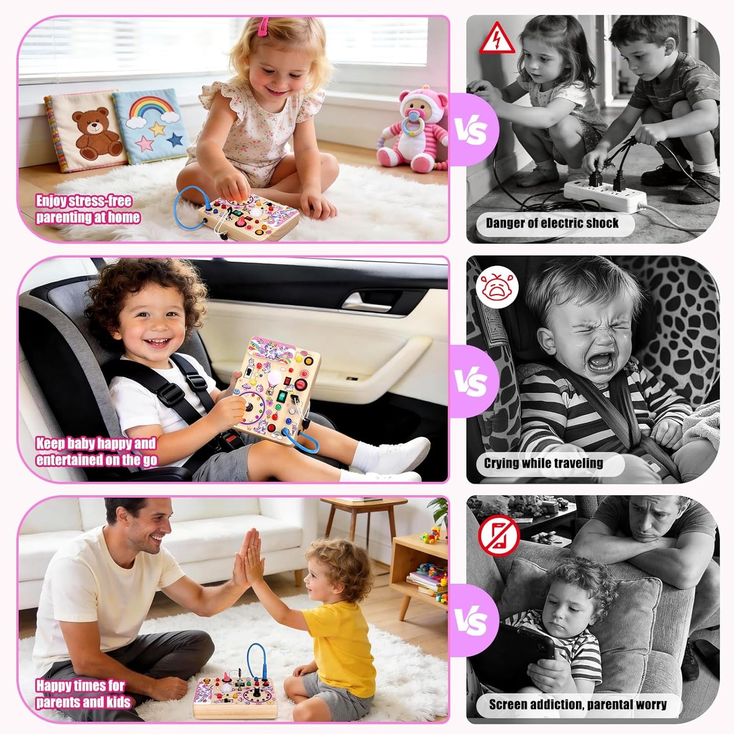 Konijiwa Busy Board - Montessori Toys for 1-3 Years Old Boys & Girls | Sensory Toys for Kids with Autism | Toddlers Learning Activity for Early Development (Busy Board v2)