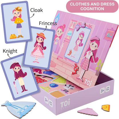 Toi Kids Magnet Toys Magnetic Jigsaw Puzzle Boxes with Game Board for Kids Ages 3-8, Portable Travel Game, Transport