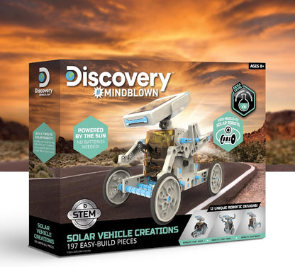 Discovery #Mindblown STEM 12-in-1 Solar Robot Creation 197-Piece Kit with Working Solar Powered Motorized Engine and Gears, Construction Engineering Set for Ages 8 and Up
